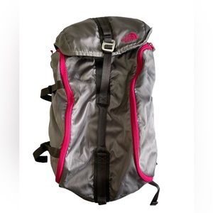 The North Face backpack grey pink nylon medium size day pack